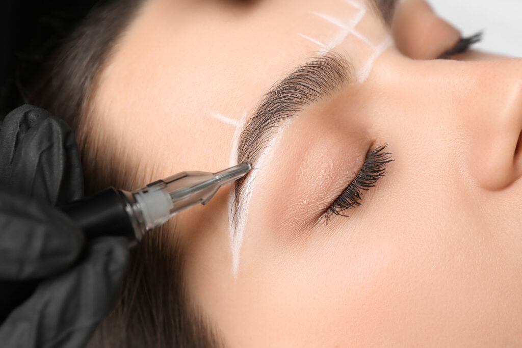Powder brow being performed at DermaLUX