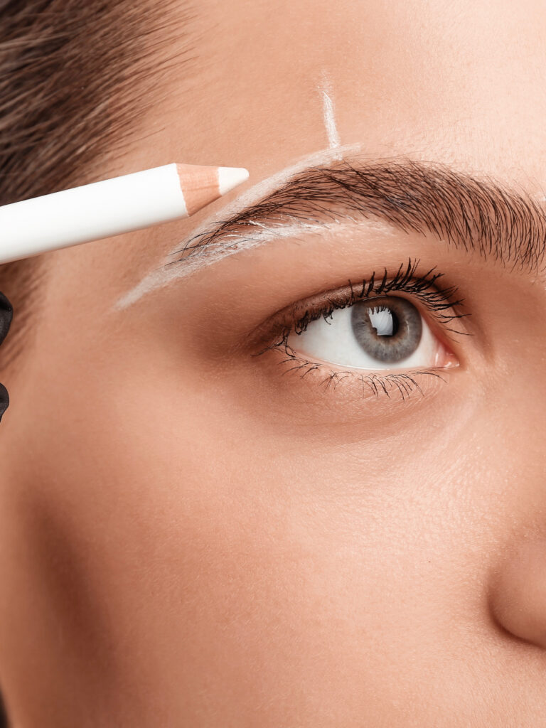 Eyebrow Mapping with white pencil